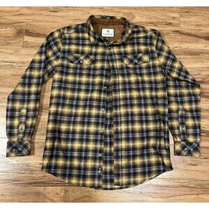 Legendary Whitetails Shirt Mens M Brown Yellow Plaid Flannel Cotton Button Down